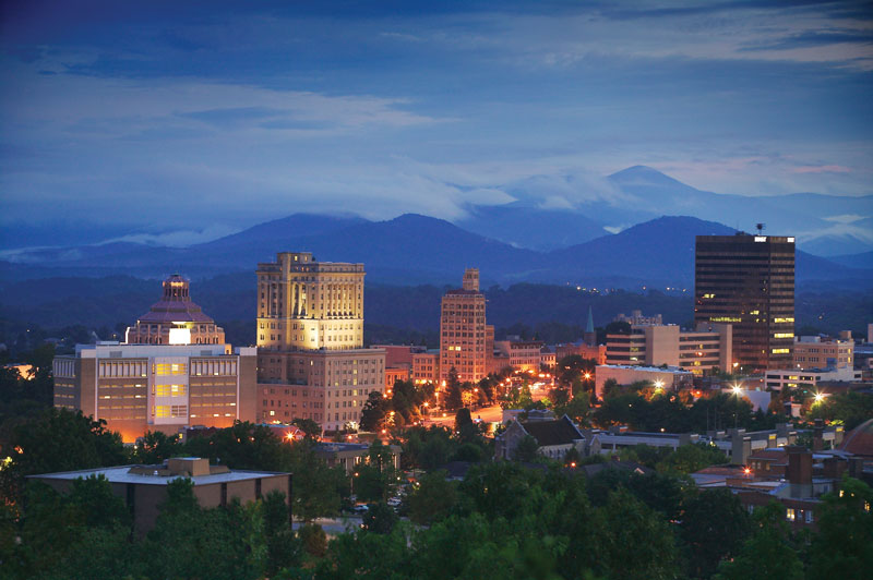 Asheville NC skyline at night