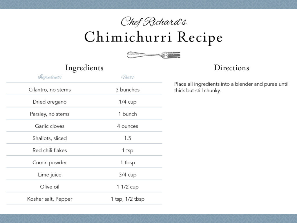 richard gras recipe card chimichurri